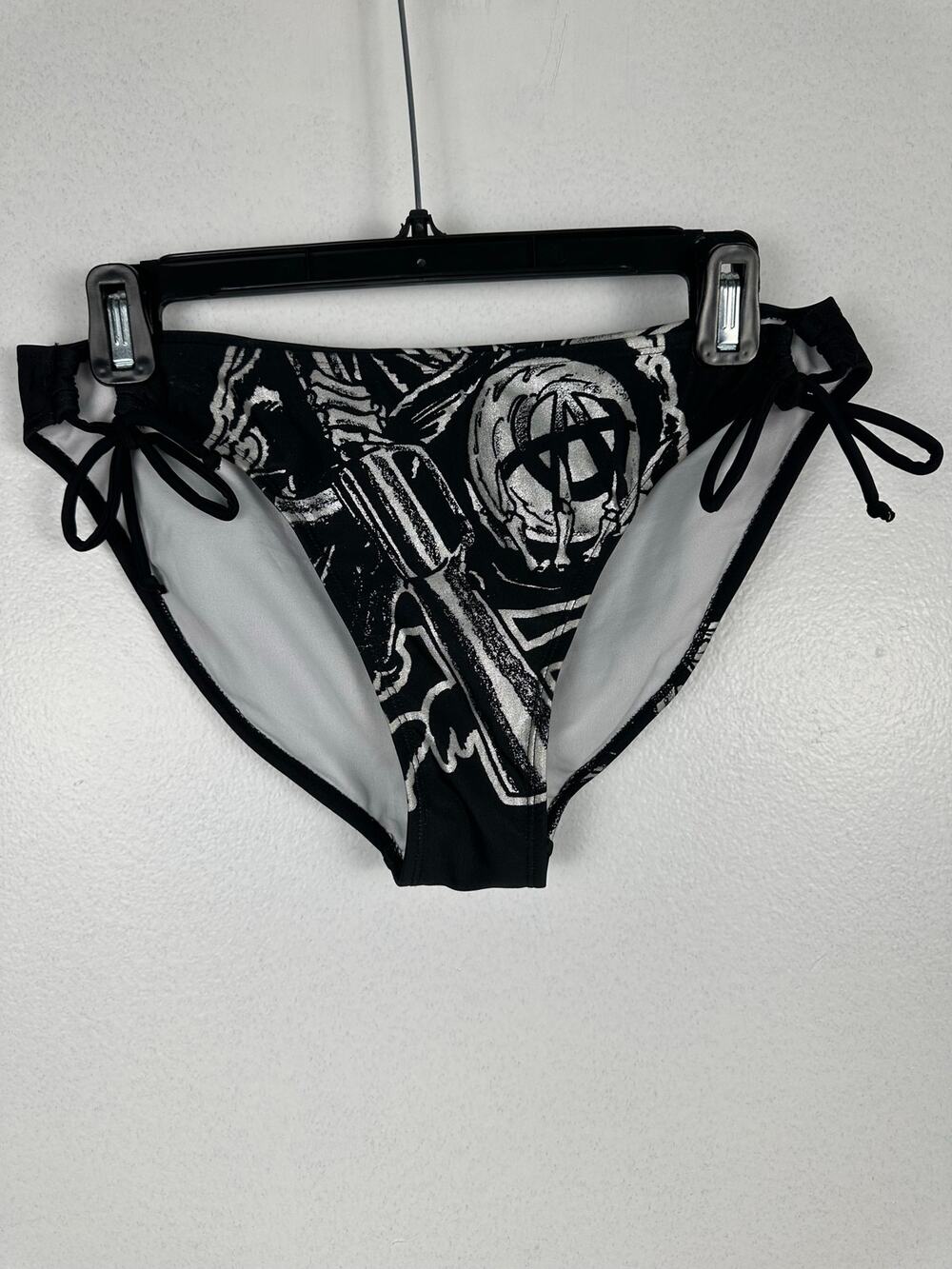 Sons of Anarchy SOA Grim Reaper Anarchy Bikini Bottom Black Silver Y2K Biker XL